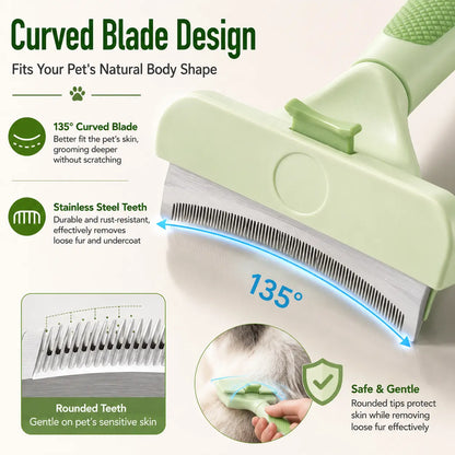 Professional Pet Deshedding Tool for Dogs & Cats, Gentle Undercoat Rake, Fast Shedding Reduction, Dematting Comb for Long Hair Pets, Cat & Dog Grooming Fur Removal Brush，Sleek, Ez, Brush